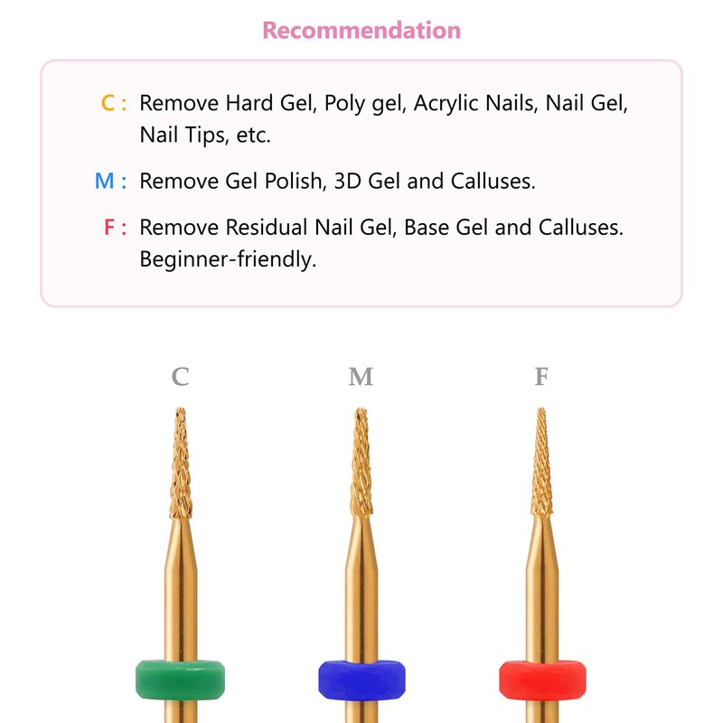 MIRACLE 3/32" Nail Drill Bits Small Cone Shape Needle End