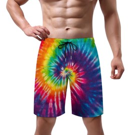 Joyidec Mens 80s 90s Swim Trunks Quick Dry Swim Beach Shorts with Mesh Lining XS-3XL, Tie Dye, Medium