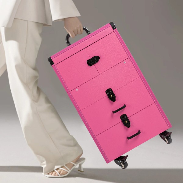 Unbranded Large Capacity Rolling Makeup Train Case Cosmetic Organizer Trolley