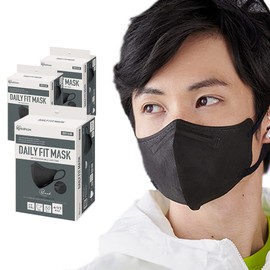 Iris Ohyama RK-F30BK JIS Compliant Masks, 90 Masks, Non-woven Fabric, Individual Packaging, Color Mask, Daily Fit Mask, Regular Size, Floured, 3D Mask, 3D Mask, Pack of 30, Black