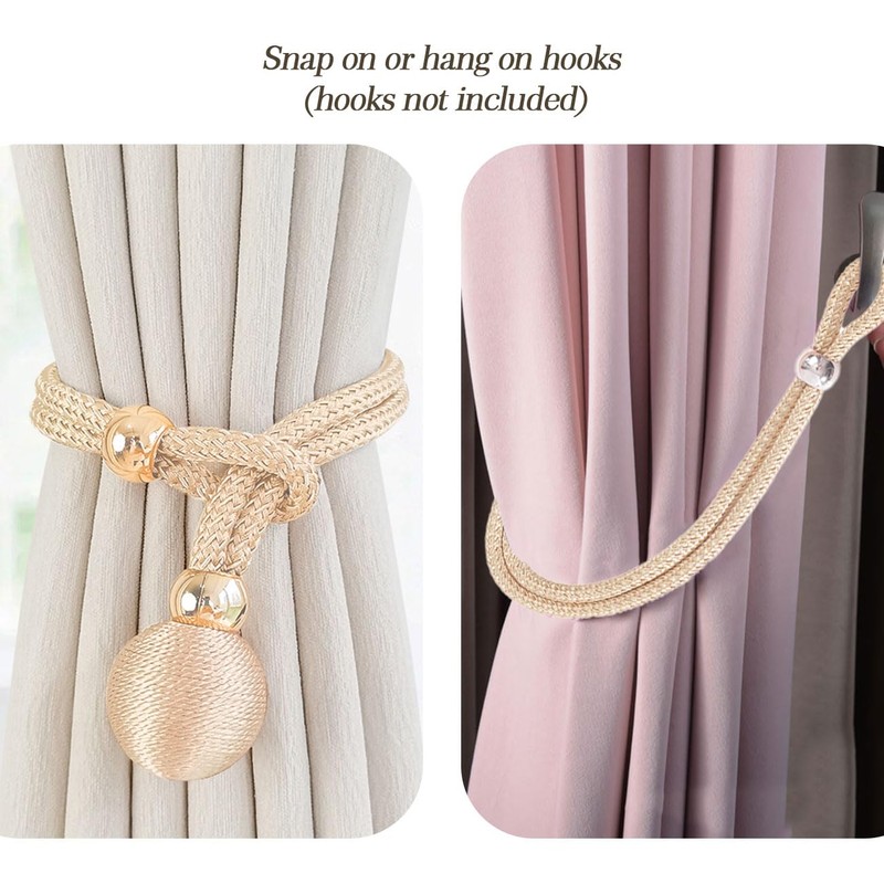 SanKristo Curtain Tiebacks 4 pcs, No Punching Adjustable Length with