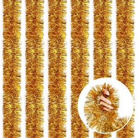 118 Feet Gold Christmas Tinsel Garland, Metallic Twist Garland Shiny Hanging Foil Tinsel Garland for Christmas Tree Home Office Party Decoration