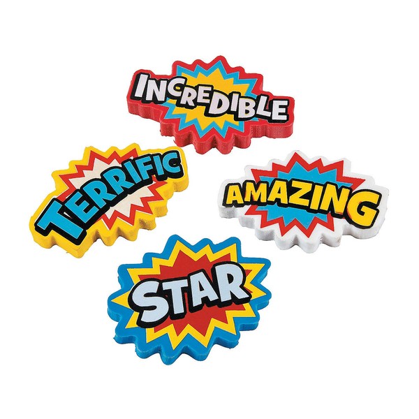 Superhero Erasers - 24 Pieces - Educational and Learning Activities for Kids