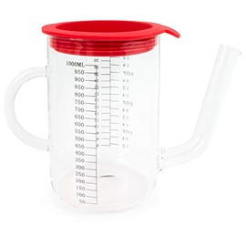 Fox Run Gravy and Fat Separator, with Measurements and Strainer, Glass, 1 Liter, Red and Clear