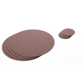 Nikalaz Set of Round Placemats and Coasters, 4 Table Mats and 4 Coasters, 33 cm Diameter Place Mat and 10 cm Coaster, Recycled Natural Leather, Dining Table Decor (Brown)