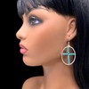 Oval Ring with Simulated Turquoise Beaded Cross Center Dangle Earrings