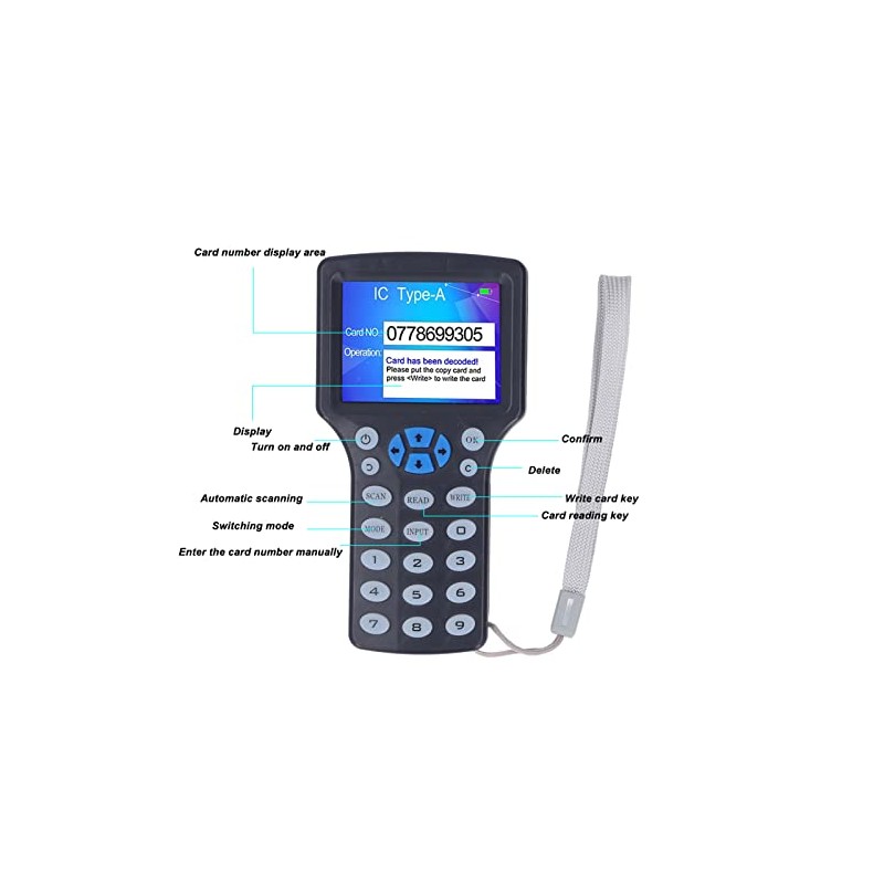 RFID NFC Card Copier Reader, Key Copier with 2.8 Inch