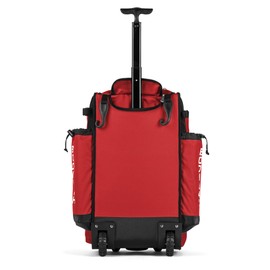 Boombah Rolling Catcher's Superpack Baseball/Softball Gear Bag - 23-1/2" x 13-1/2" x 9-1/2" - Black/Red - Telescopic Handle - Holds 4 Bats - Wheeled Version