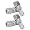 4Pcs Compression Tube Fitting Stainless Steel DoubleFerrule Converter Adapter(Ф4/Ф8 )