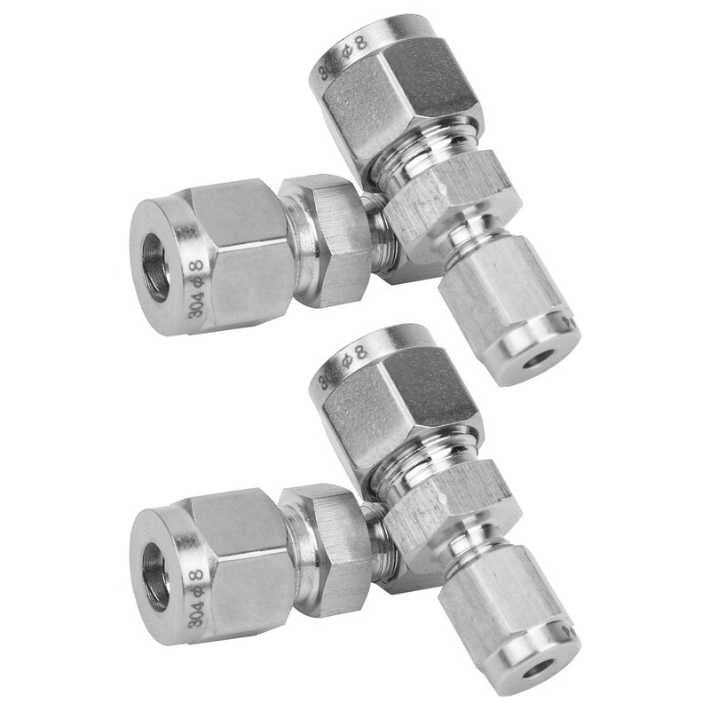 4Pcs Compression Tube Fitting Stainless Steel DoubleFerrule Converter Adapter(Ф4/Ф8 )
