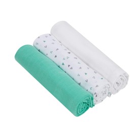 Clevamama Bamboo Muslin Cloth Set - Grey/Mint (3pk),