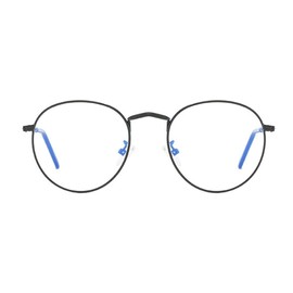 RUNHUIS Round Blue Light Blocking Glasses Women Men Classic Metal Frame Anti Bluelight Eye Protection Glasses, Black/Blue Light Blocking