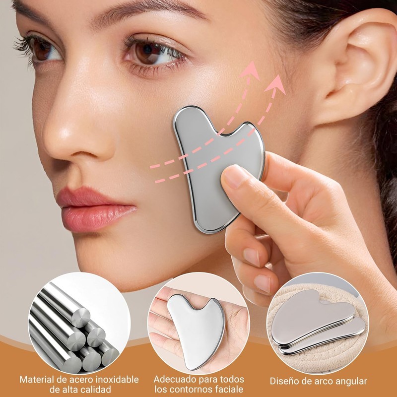 Gua Sha Kit de 2 Piezas de Acero Inoxidable