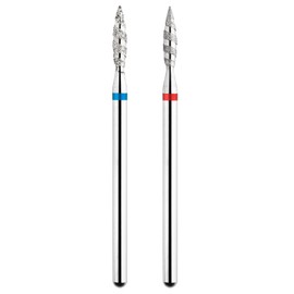 Acycoin2A 2PCS Tornado Flame Diamond Nail Drill Bit 3/32" Manicure Cutters Rotary Burr Drill Accessories Spiral Nail Mills Tool (Model D)