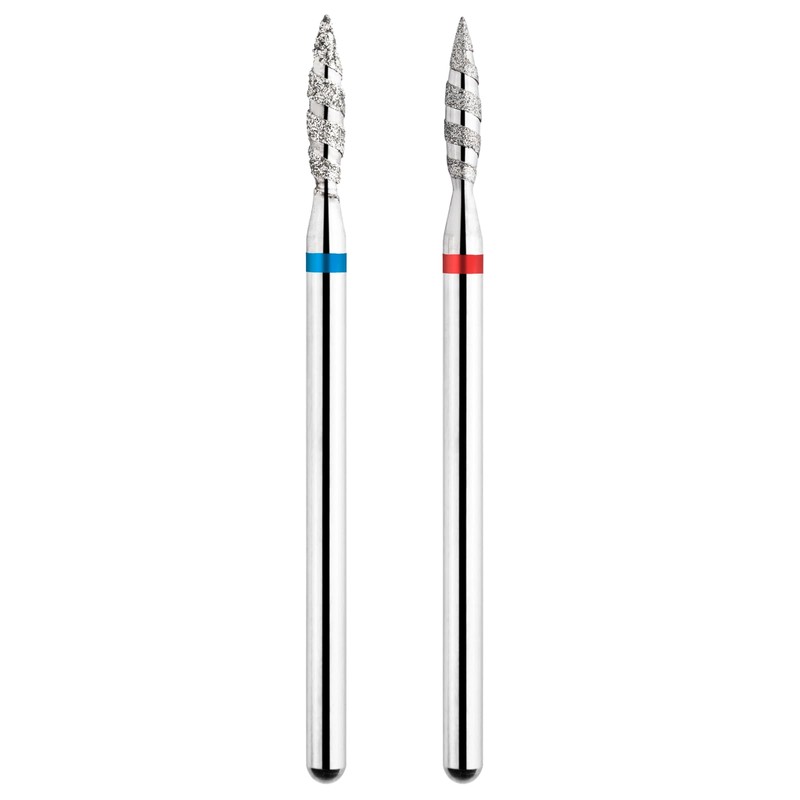 Acycoin2A 2PCS Tornado Flame Diamond Nail Drill Bit 3/32" Manicure