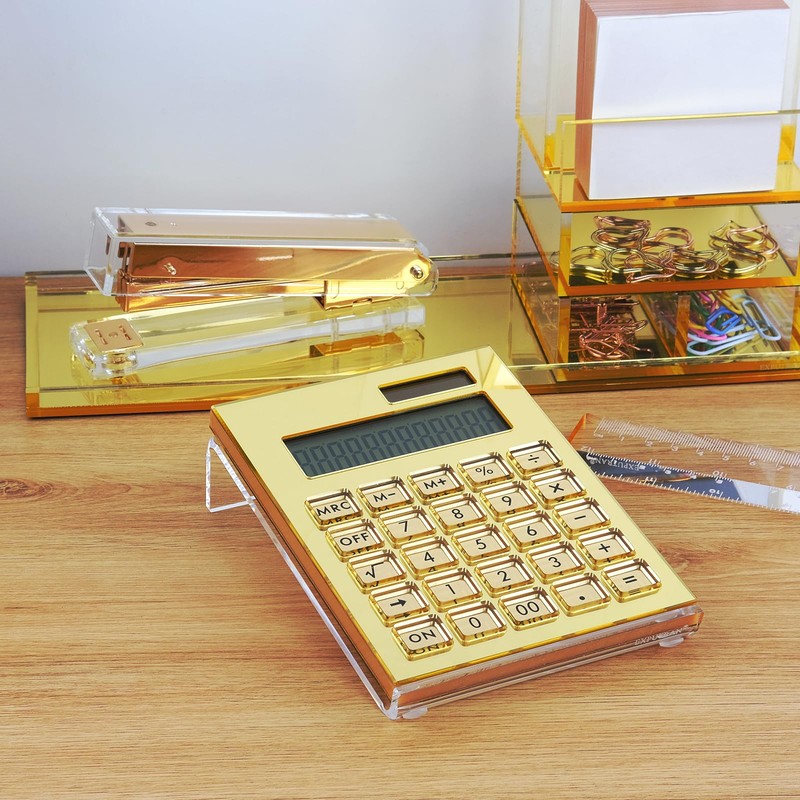 EXPUTRAN Acrylic Calculator with Stand, Battery and Solar Hybrid Powered