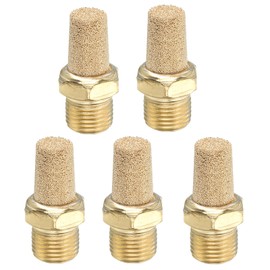 PATIKIL 1/8" PT Brass Air Silencer 5 Pcs Projection Sintered Exhaust Air Compressor Silencer Filter Solenoid Valve Fitting Valve Cylinder Oil Tank Air Tools Golden