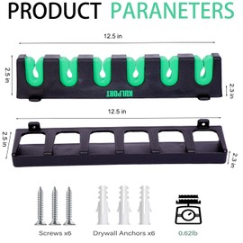KULPORT Fishing Rod Rack Holders Wall-Mounted Fishing Pole Holder & Rack, Fishing Pole Holders for Garage & Boat 6-Rod Storage Racks(Vertical Green, 2 Pair)