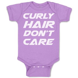 Custom Baby Bodysuit Curly Hair Don't Care Funny Humor Funny Cotton Boy & Girl Baby Clothes Lavender Design Only 24 Months
