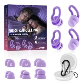 Noise Cancelling Ear Plugs for Sleeping - 2 Pairs Reusable Soft Silicone Noise Block Earplugs for Sound Proof, 30db Noise Reduction Earplug for Sleep, Snoring Blocking, Concert