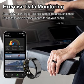 Smart Ring, Smart Rings for Men and Women, Fitness Ring, Smart Ring Android iOS, Fitness Ring, IP68 Smart Ring for Heart Rate/SpO2/HRV Monitor/Sleep Tracker/Sports Fitness Tracker/Period Reminder (8#)