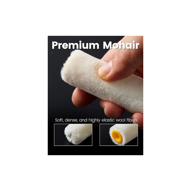 Voomey Mohair Mini Paint Roller, 4 Inch Wool Blend Small