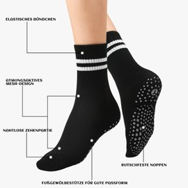 Caldodo Stopper Socks Women's 4 Pairs Yoga Socks 39-42, Gifts for Women Non-Slip Socks Adult Non-Slip Socks with Nubs Pilates Socks, 2Black/2Grey
