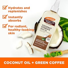 Palmers Coconut Oil Formula Body Oil - Aceite Corporal Hidratante Coco con Extracto de Caf Verde, Absorcin Instantnea, Aceite para Bao, Cuerpo y...   