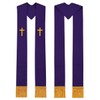 BLESSUME Church Clergy Pastor Cross Embroidered Stole, Purple 7, One