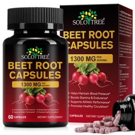 KITNOBLIS Beet Root Capsules 1300mg, Beet Root Powder for Exercise Endurance, Energy Supplement, Non-GMO Beetroot Capsules (60 Pcs, 30-Day Supply)