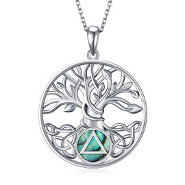 Daixiya Sobriety Gifts for Women 925 Sterling Silver Tree of Life AA Necklace Sobriety Necklace for Women