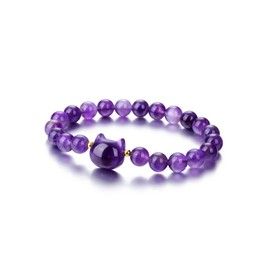 Jovivi Amethyst Cat Crystal Bracelets for Womens,Natural Gemstone Healing Crystal Bracelet Jewellery Cat Lovers Gifts for Women Her Ladies Anniversary Valentines Birthday