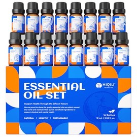 HIQILI Essential Oils Set,Top 16 Aromatherapy Oils for Diffusers for Home,Plant Therapy,Candle Making,Laundry Fragrance,Humidifiers,Skin Care