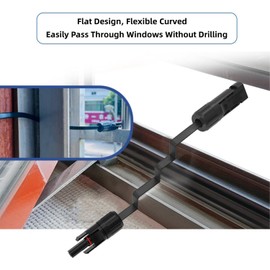 Leehitech 2 Pack 1 m Solar Flat Cable, Feed-Through Copper Flat Connection Cable, No Drilling Required for PV Panels Balcony Window Installation for 2.5 mm² / 4 mm² / 6 mm² Solar Cable