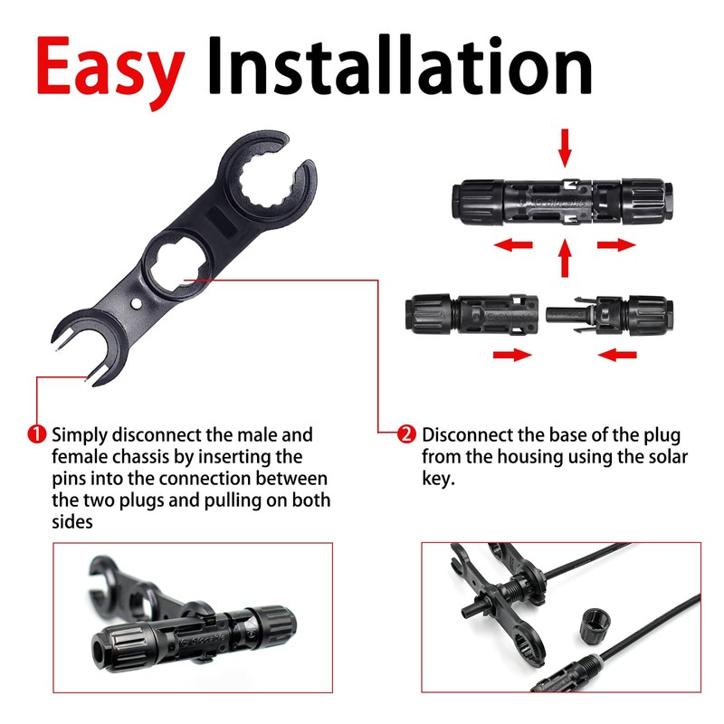8AWG Solar Panel Connectors IP68 Waterproof 1500V 70A Solid Tinned