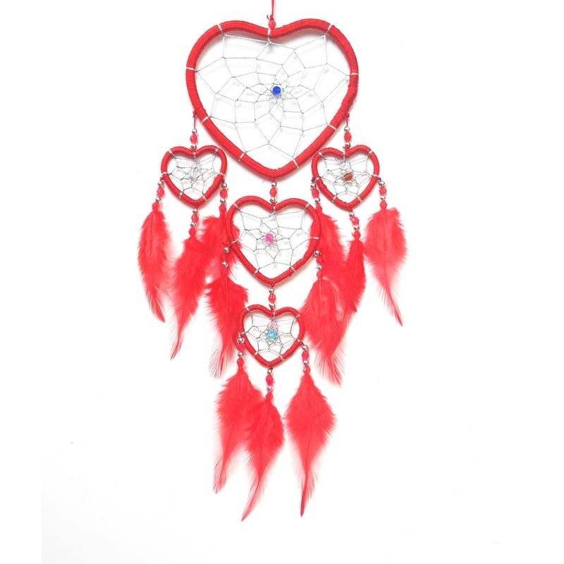 Bali unbranded DREAM CATCHER HEART silver centre dreamcatcher red, blue,