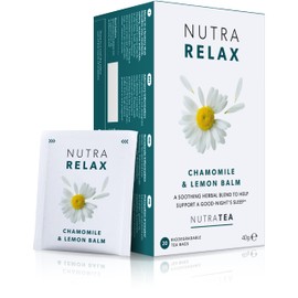Nutra Tea NUTRARELAX - Sleep and Calming Tea C Helps with Relaxation and Sleep C Includes Chamomile, Lemon Balm and Passionflower - 20 Enveloped Tea Bags - by Nutra Tea - Herbal Tea
