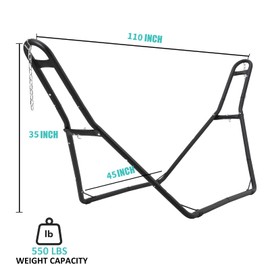 Heavy-Duty Hammock Stand for 2 People, Steel, 110 * 35 * 45in, Portable Design, for 9.5 to 14 ft Hammocks, Ideal for Outdoor Balconies, Porches, Patios, Decks and Backyards.
