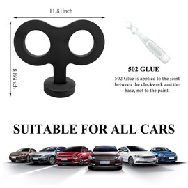 Gasedin Car Wind Up Key Sticker, Funny 3D Sticker Wind Up Rolling Key for Car Back and Roof Decoration, Cute Turn Key Clockwork Auto Exterior Sticker, Universal Car Accessories (Black)