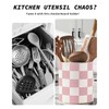Swkien Utensil Holder，7.2 Inch Checkered Utensil Holder, Ceramic Cooking Utensil
