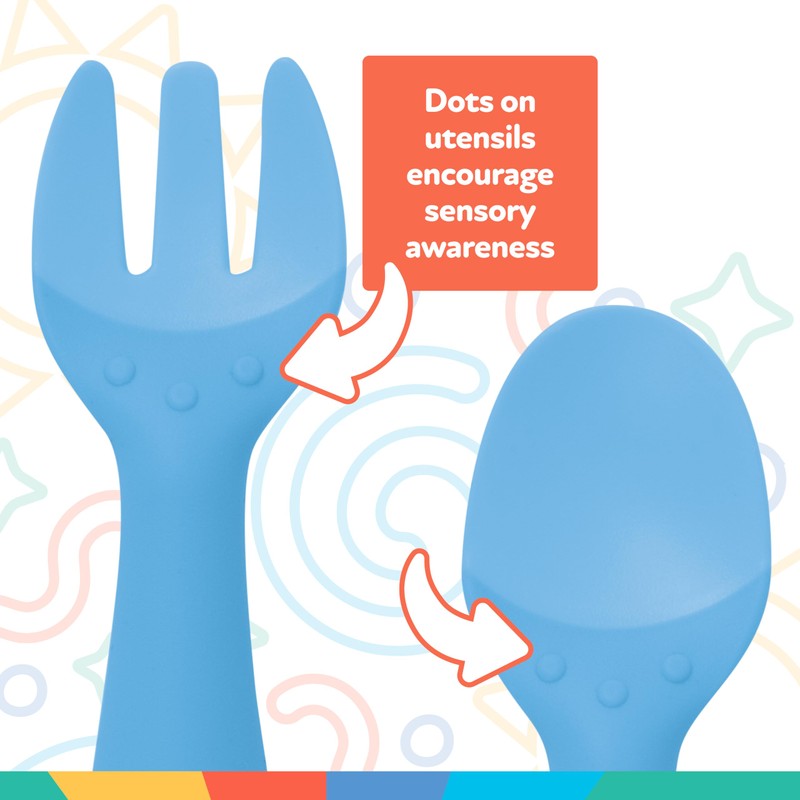 Nuby Silicone Easy Grip Fork & Spoon Set, 12+m in