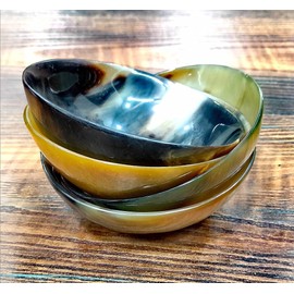 Set of 4 Horn Bowl Viking Norse Medieval Reenactment|HORN BOWL|SERVING & SHAVING BOWLS gift for mother, father Husband christmas gift Medium size Hand Crafted–Polished Finish (5" Diameter x 3" Deep)