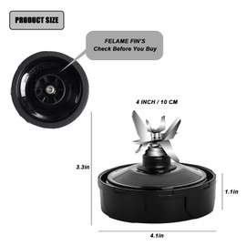 [Upgrade] 6 Fins Blender Blade 4inch Female Blade,for Nutri Ninja iQ 900W BL454-70 BL455-70 and 1000W BL481-70 BL482-70 BL483-70 BL480 BL480D Blender Replacement Parts