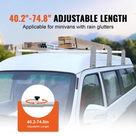 Happybuy Van Roof Ladder Rack, 3-Bar Alloy Steel Cargo Carrier, 750 lbs Capacity, Adjustable 40.2"-74.8", Compatible with Chevy Express & GMC Savana