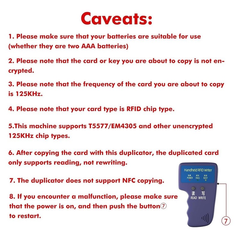 Doxiuyo Handheld ID Copier 125khz RFID Reader Writer Duplicator Handheld