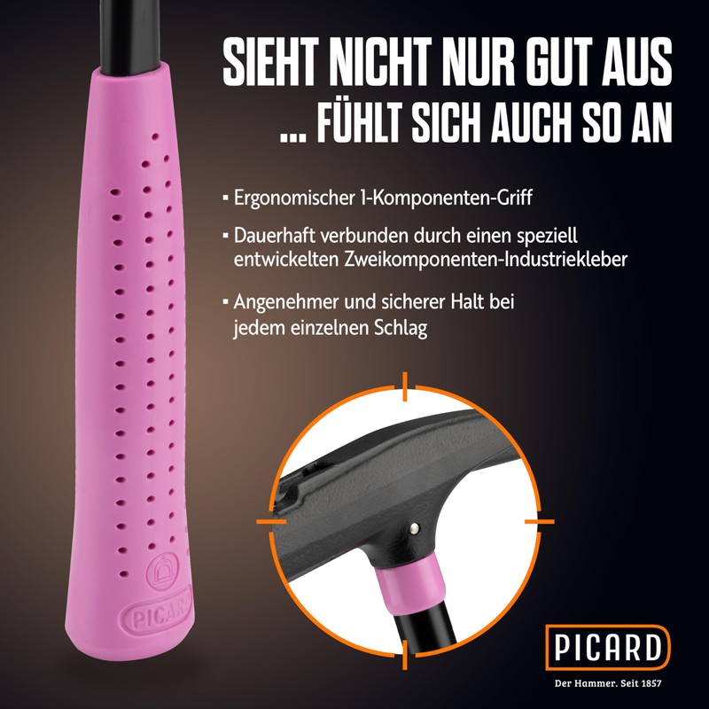 PICARD Roofing Hammer Pink Edition, No. 626M 760 g Smooth,