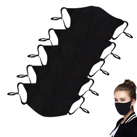 Oscar Apparels Reusable Adjustable Face Mask, 100% BCI Cotton, Black, Adult (10 Pack)