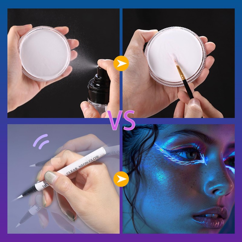 BOBISUKA Clear UV Neon Glow Eyeliner Pen, Invisible Ink White