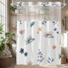 SSCRCUSLY No Hook Shower Curtain and Liner Set, Watercolor Blue