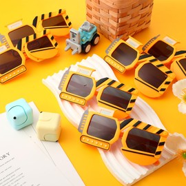 Geiserailie 12 Pcs Construction Theme Birthday Party Favor Sunglasses Dump Truck Sunglasses Decoration Engineering Excavator Photo Booth Props for Kids Birthday Party Supplies